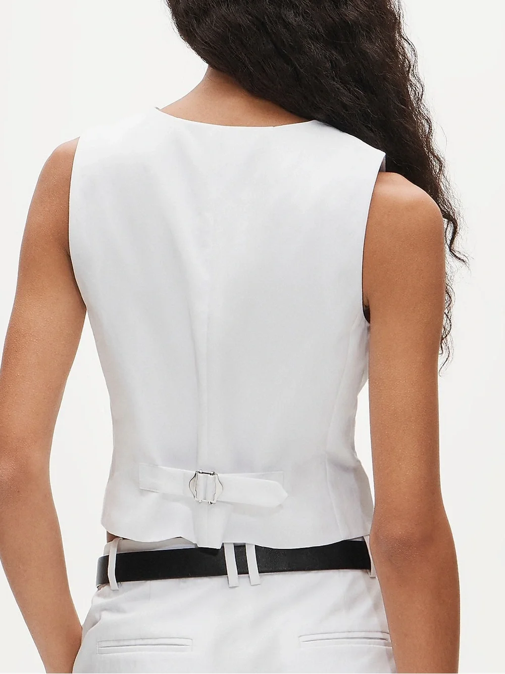 NWT J.Crew Shrunken V-Neck Vest Top White Size 4 Tailored Button Front CT113